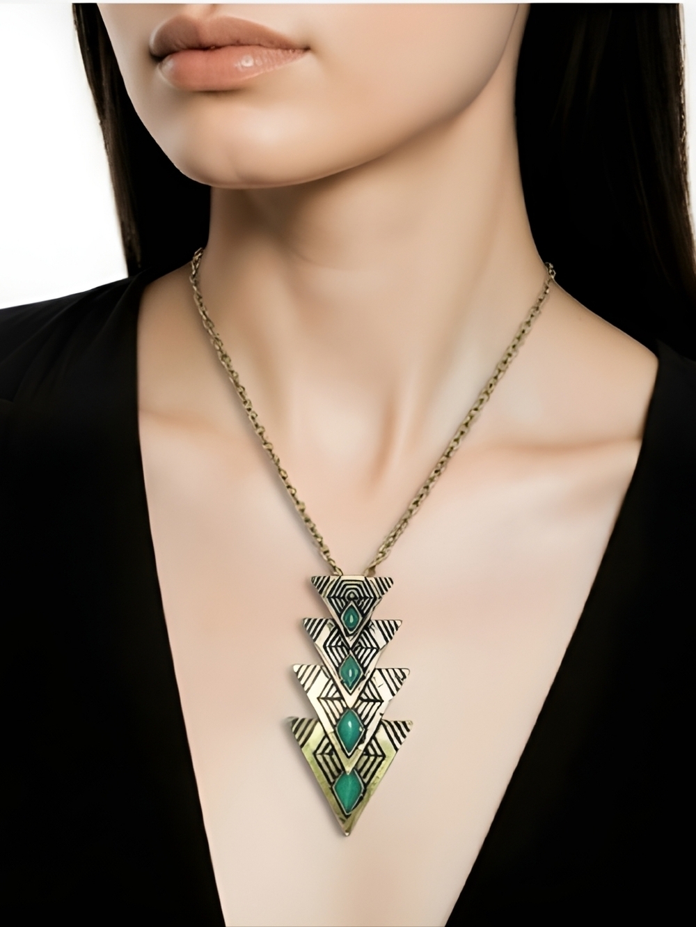 Boho Geometric Gold and Blue Necklace